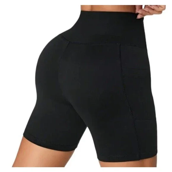 Women's (Workout)-(Leggings)-(Shorts)-(With Pocket)-(Black)-(Size XL)-(New)-$20 - Picture 3 of 6